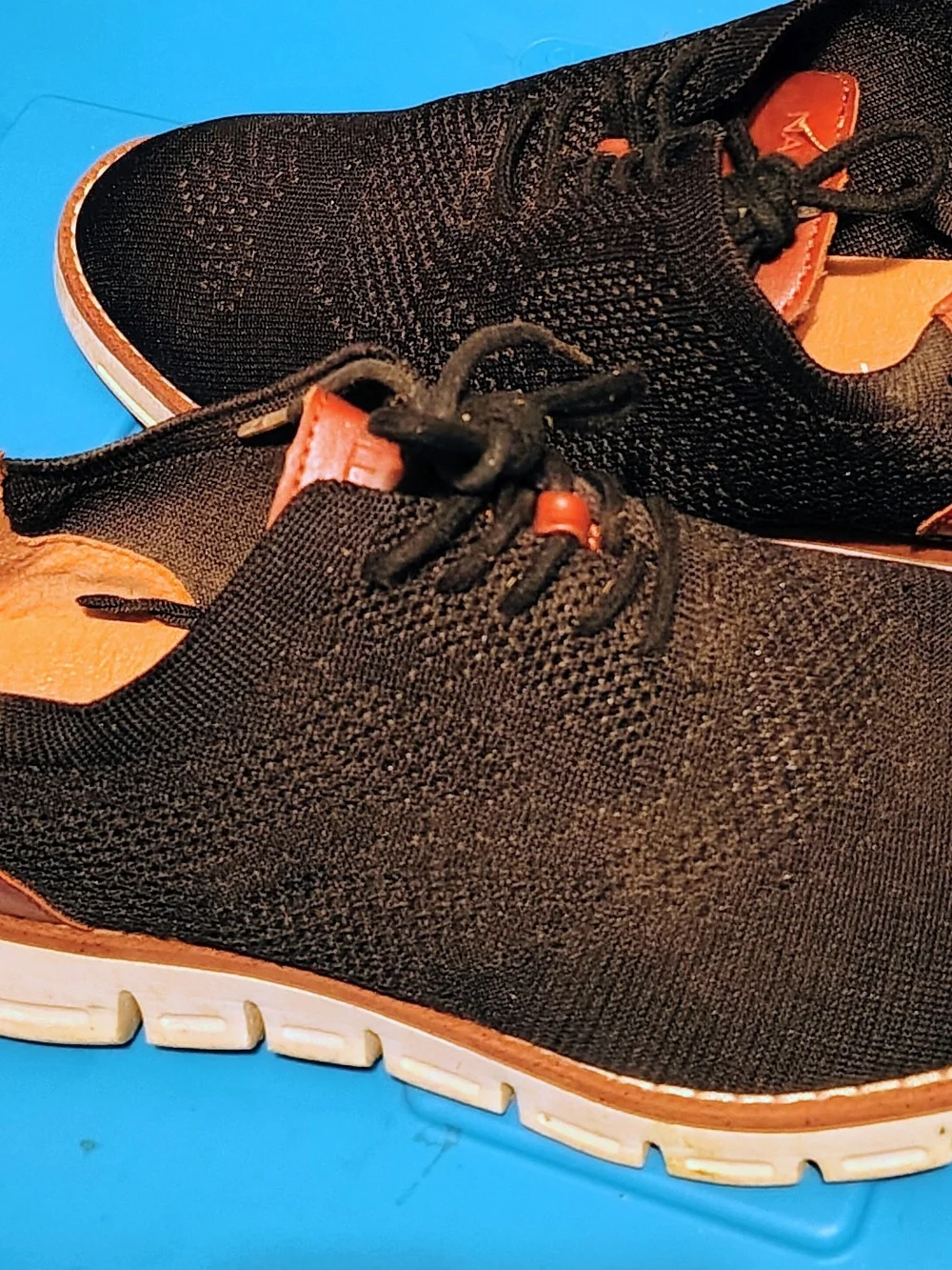 Nautica Men’s Black Knit & Brown Leather Boat Shoes